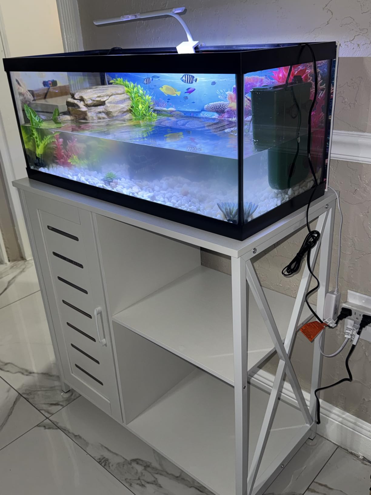 Herture 40-50 Gallon Fish Tank Stand, Aquarium Stand with Cabinet Accessories Storage, Heavy Duty Metal Frame, 40.55