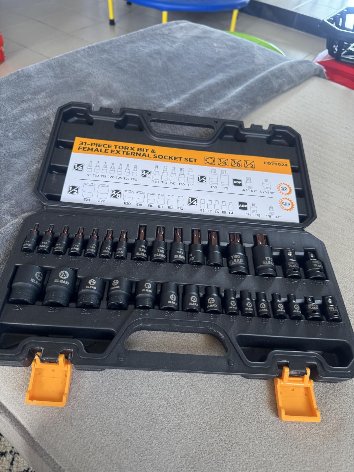 31-Piece Torx Bit Socket Set: Premium CR-V & S2 Alloy Steel, Star T8-T70 & E-Torx E4-E24, High Torque Laser Marked for Automotive Mechanic customer photo 1