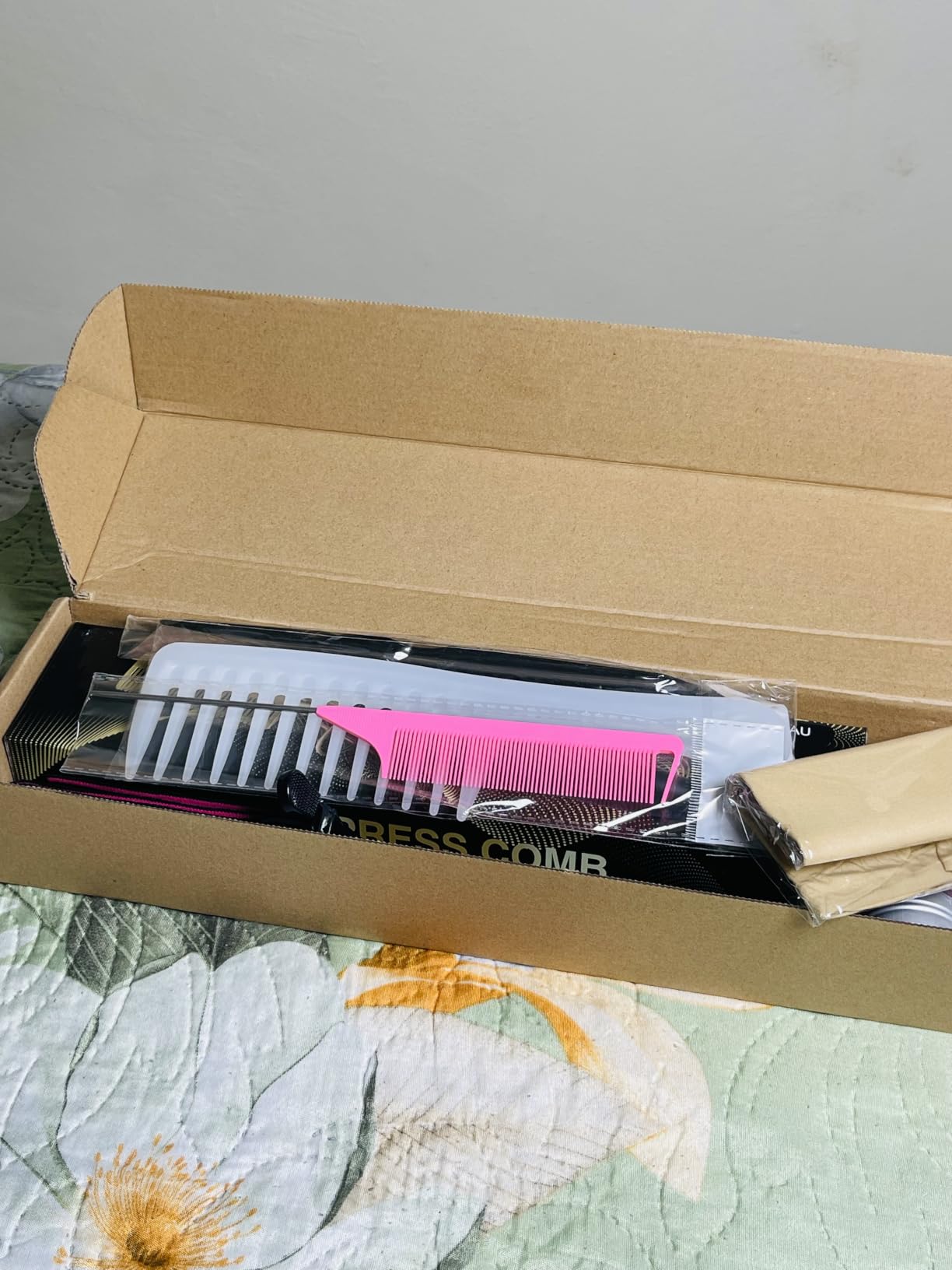 Goiple Hot Comb Hair Straightener Heat Pressing Combs, Hot Comb for Wigs Human Hair Ceramic Electric Straightener, Curling Iron Pressing Combs Kit for Wigs customer photo 2