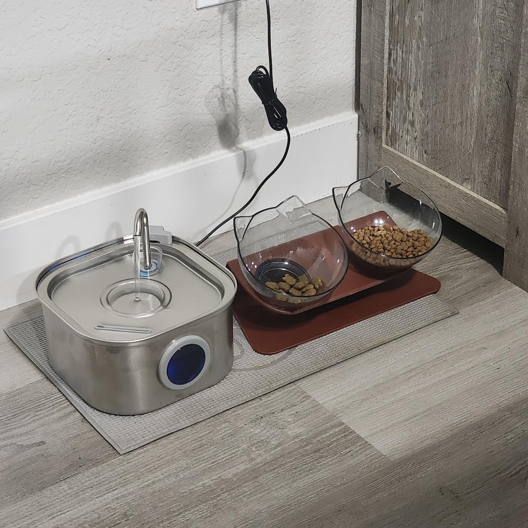 Cat Water Fountain Stainless Steel: 108oz/3.2L Automatic Pet Water Fountain - Dog Water Dispenser with Water Level Window - for Cats Inside with 8 Replacement Filters and 8 Sponges customer photo 2