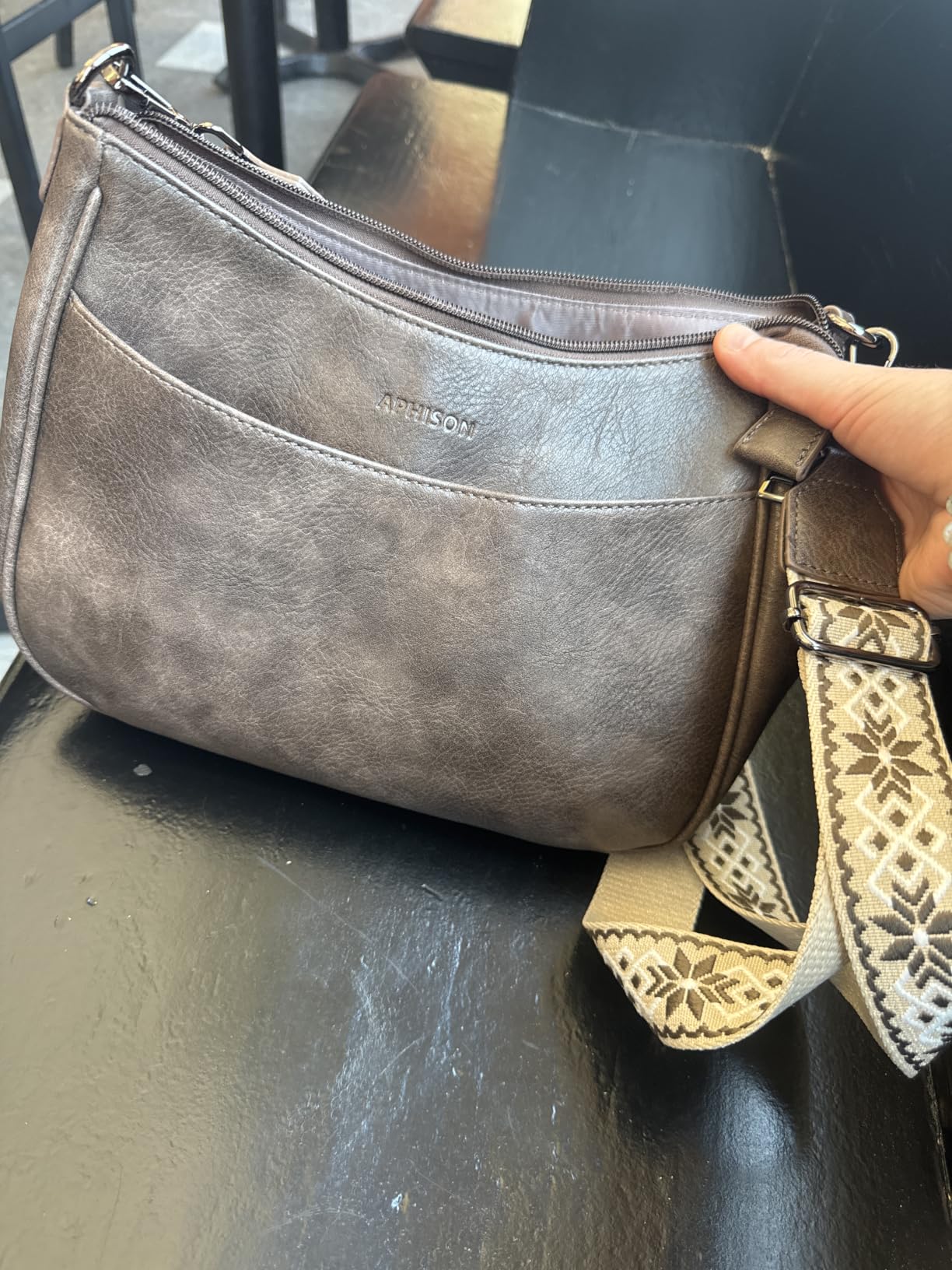 APHISON Trendy Leather Crossbody Purse, Women's Shoulder Handbag customer photo 1