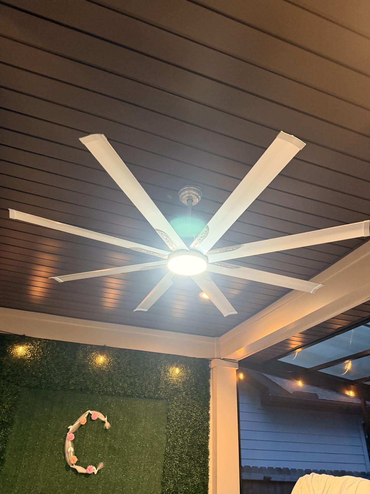 72 Inch Aluminum Ceiling Fan with Lights for Covered Patio,8 Black Blades customer photo 2