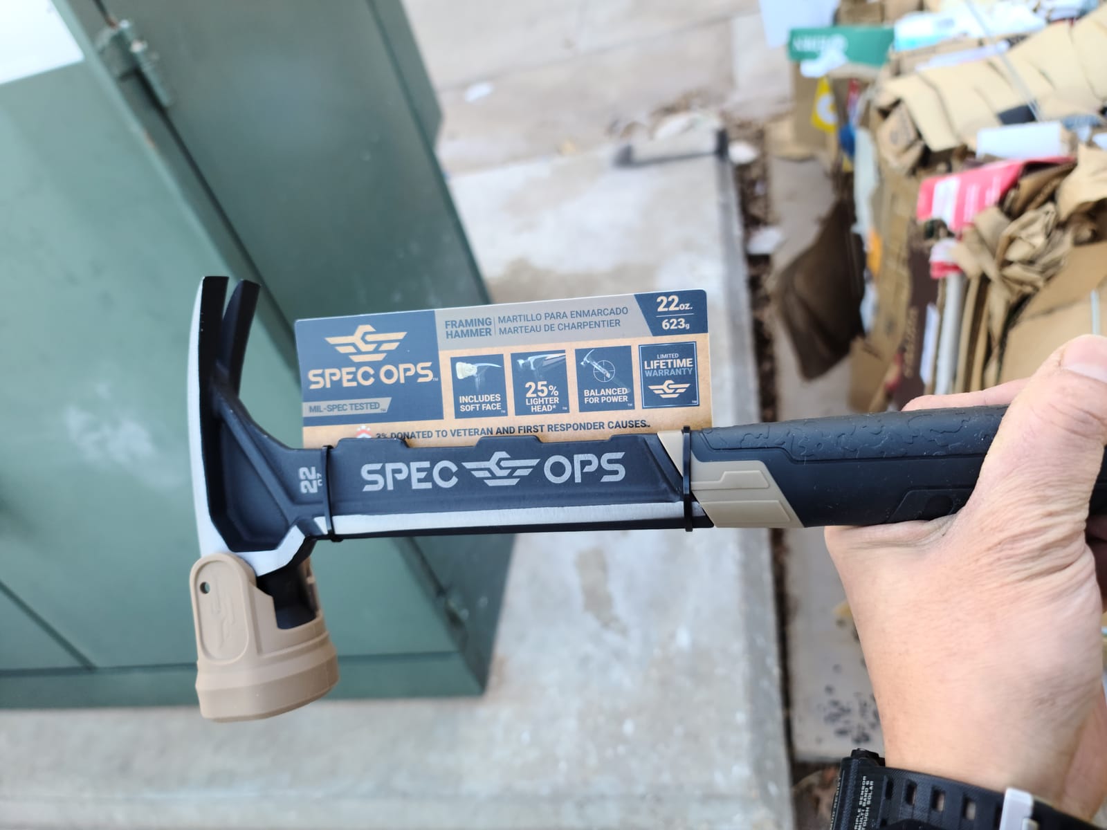 Spec Ops Tools Framing Hammer for Carpentry & Demolition, Magnetic Nail Holder, Rip Claw, Soft Mallet Cap, Milled Face with Mallet Cap 28 Oz customer photo 2