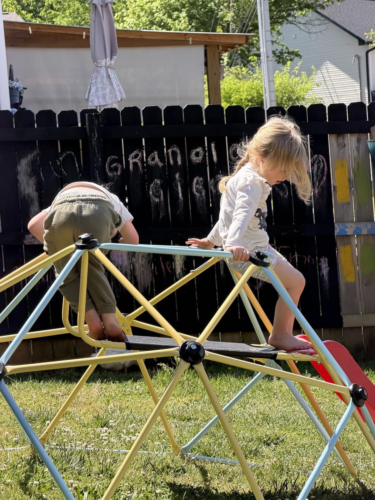 VEVOR Climbing Dome, 8FT Jungle Gym with Slide, Geometric Dome Climber Supports 600LBS and Easy Assembly for Kids 3 to 9 Years Old, with Climbing Grip, Outdoor and Indoor Play Equipment for Kids customer photo 1