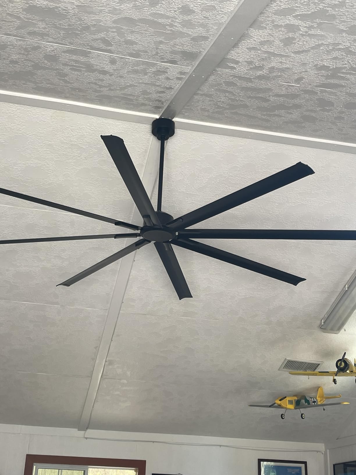 96 Inch Industrial Ceiling Fans without Lights, Large Ceiling Fan with 8 Reversible Aluminum Blades, 6 Speed Remote Control, HVLS Home or Commercial Ceiling Fan for Shop, Porch, Garage, Gym customer photo 1