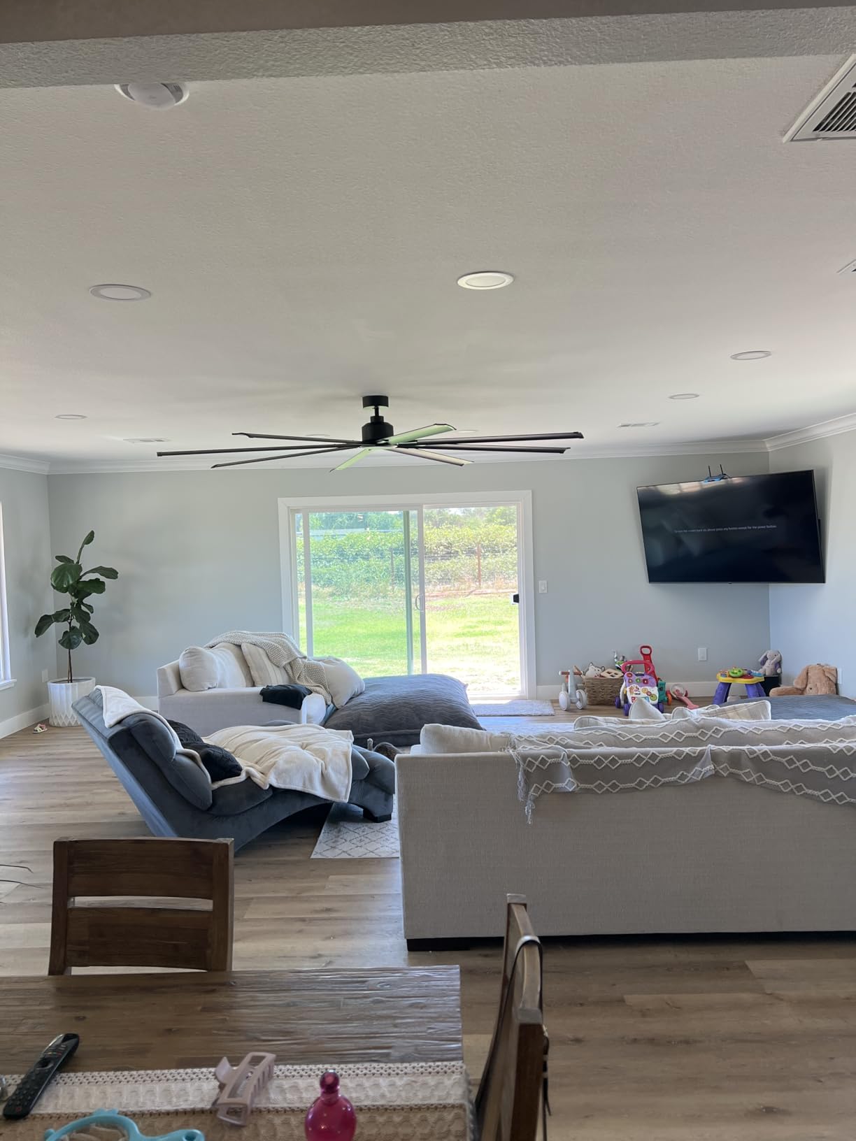 96 Inch Industrial Ceiling Fans without Lights, Large Ceiling Fan with 8 Reversible Aluminum Blades, 6 Speed Remote Control, HVLS Home or Commercial Ceiling Fan for Shop, Porch, Garage, Gym customer photo 2