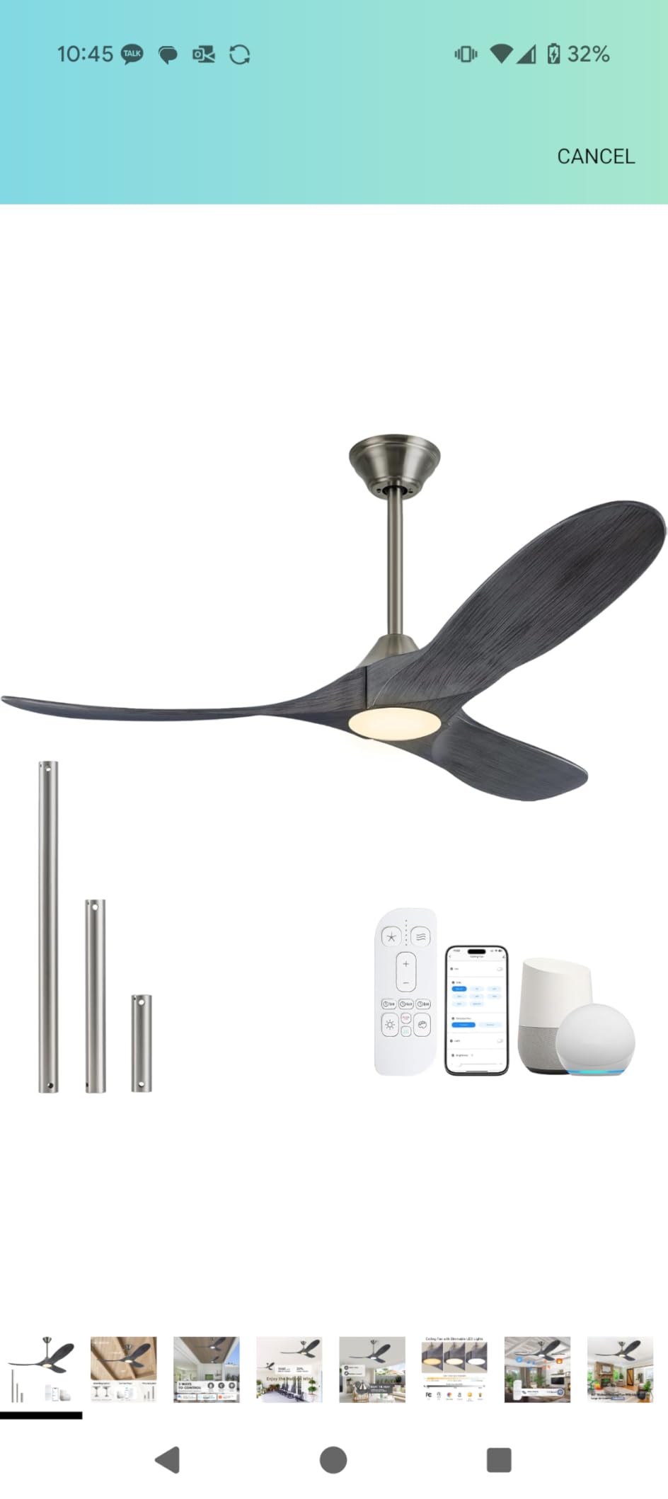 70 Inch Smart Large Ceiling Fan with Light, 3 Wood Propeller Blades customer photo 2