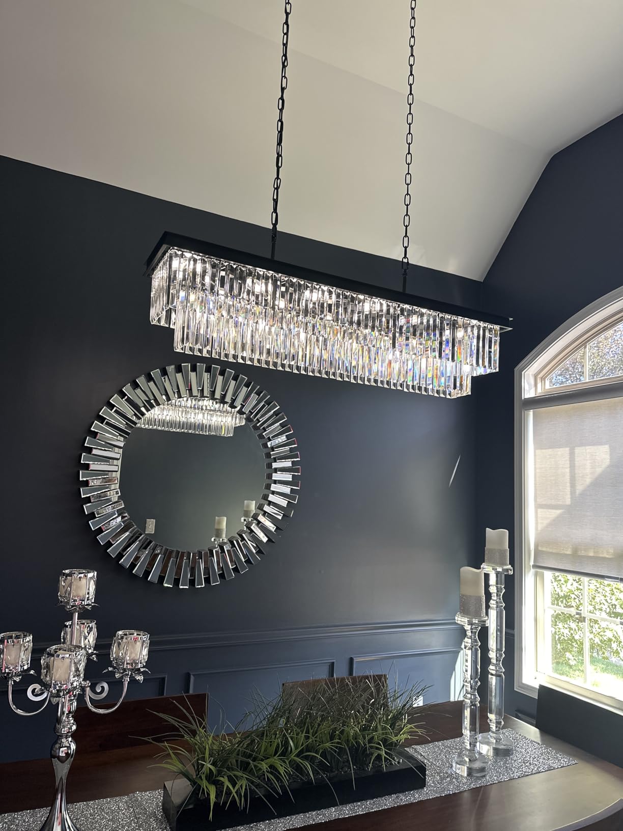 Weesalife Black Crystal Chandeliers for Dining Room,15-Lights L40 Inch customer photo 2