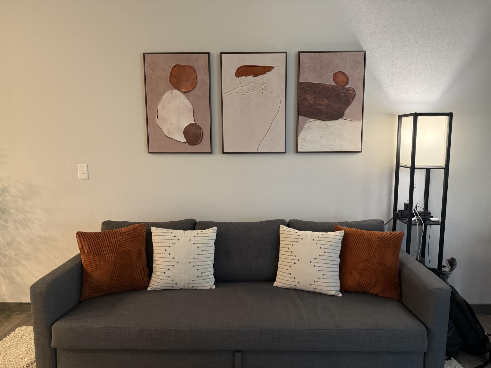 Large Framed Neutral Abstract Wall Art for Living Room,Set of 3, 24x36 In customer photo 2