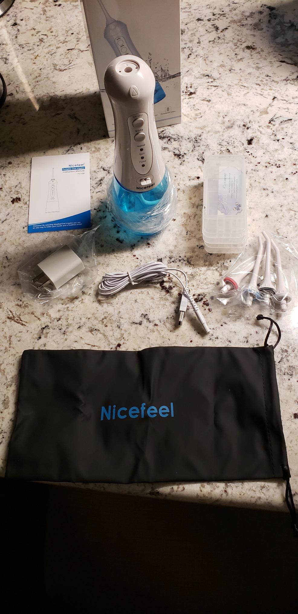 Nicefeel Water Flosser, Portable Water Flosser Cordless for Teeth, Orthodontic, Braces, Sensitive Gums, 5 Jet Tips & 3 Modes, Travel Oral Irrigator Rechargeable with 300ML Water Tank, IPX7 Waterproof customer photo 2