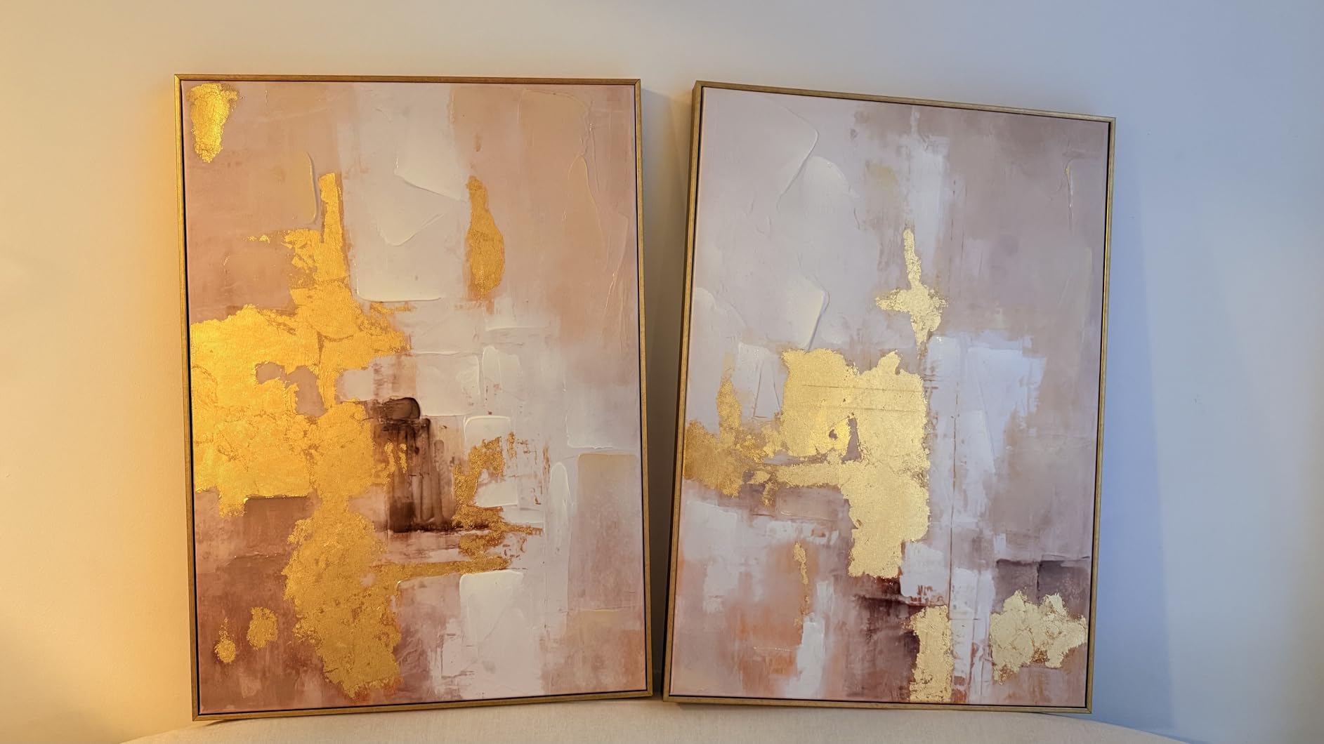 Zessonic Gold and Beige Abstract 3D Textured Foil Wall Art, 20