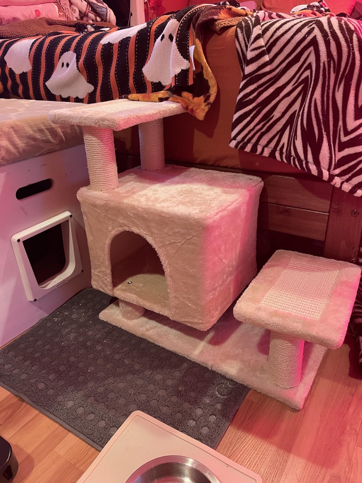 3-in-1 Cat Stairs with Scratching Post & Condo, Pet Steps, Dark Grey customer photo 2