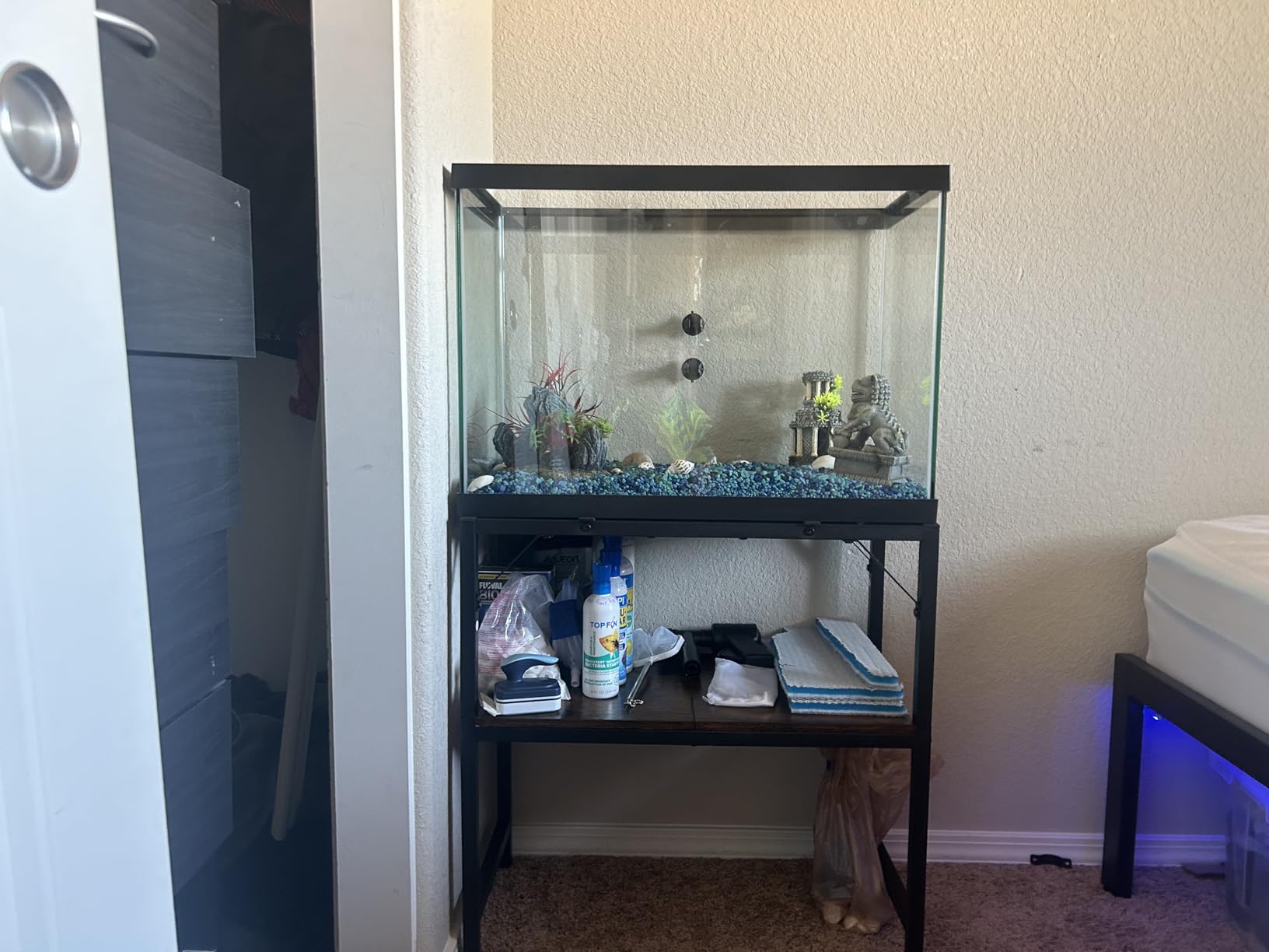 MAHANCRIS 40-50 Gallon Fish Tank Stand, Aquarium Stand with 2-Tier Storage Shelves, Heavy Duty Breeder Turtle Terrarium Stand Rack for Home Office, 36.2