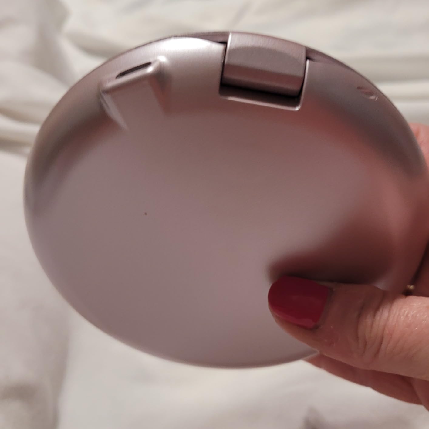 Fancii Taylor LED Lighted Travel Makeup Mirror, Rechargeable, 10x /1x Magnifying, Tru-Glow Lighting System, XL Large 5” Wide | Compact Mirror for Purses (Marble Rose) customer photo 1