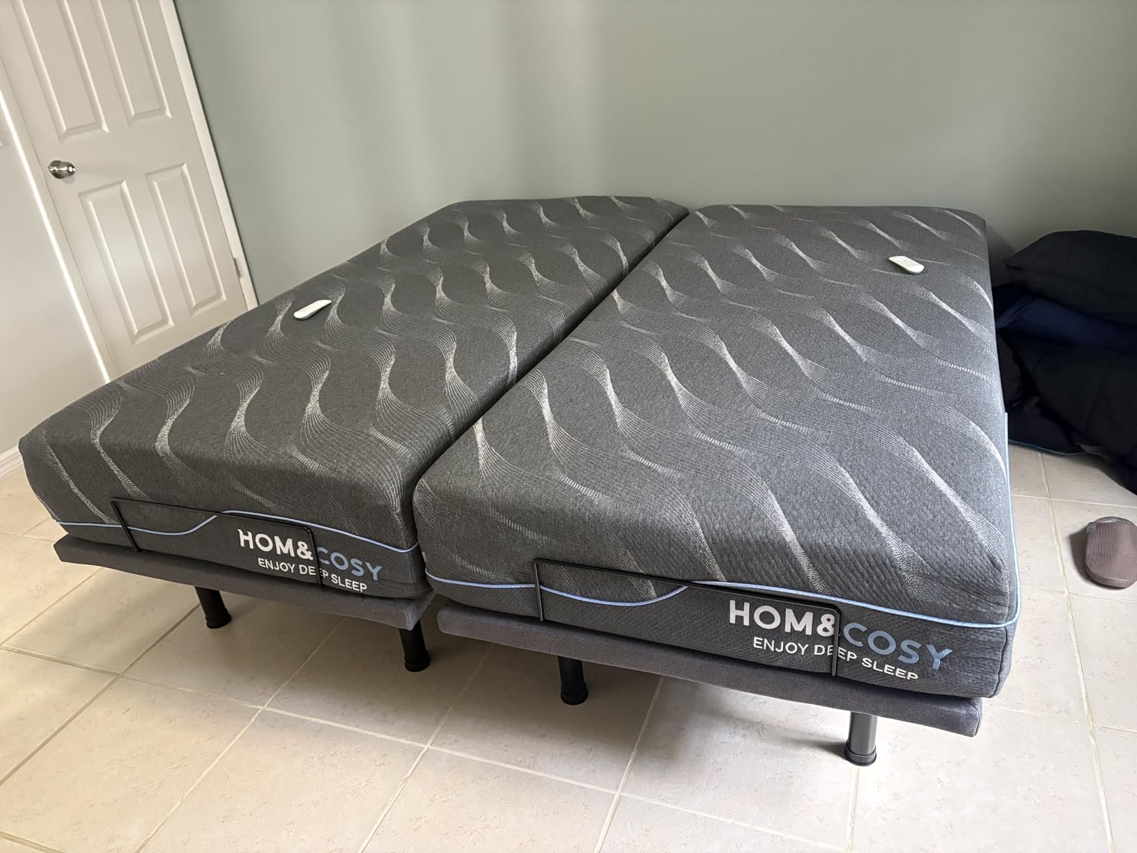 Adjustable Bed Frame Split King, Bed Base with 12 Inch Grey Gel Memory Foam Medium-Firm Mattress in Box, Adjustable Bed with Adjustable leg height, Easy Assembly Smart Electric Hospital Bed furniture customer photo 1