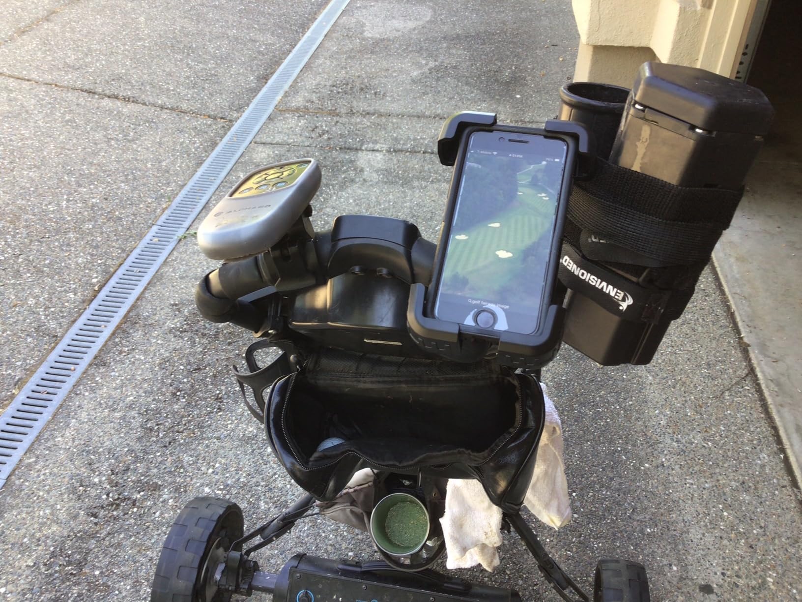 Golf Push Cart Phone Holder Mount for Clicgear, Sun Mountain Bag Boy, Rovic customer photo 1