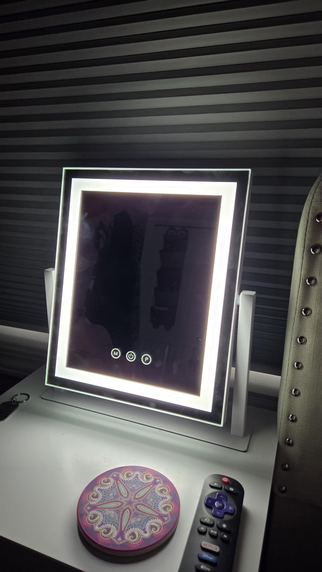 Lighted Makeup Mirror with Smart Touch, 3 Color Modes & Stepless Dimming, for Desk Bedroom Dressing Room, LED Vanity Mirror 13.2