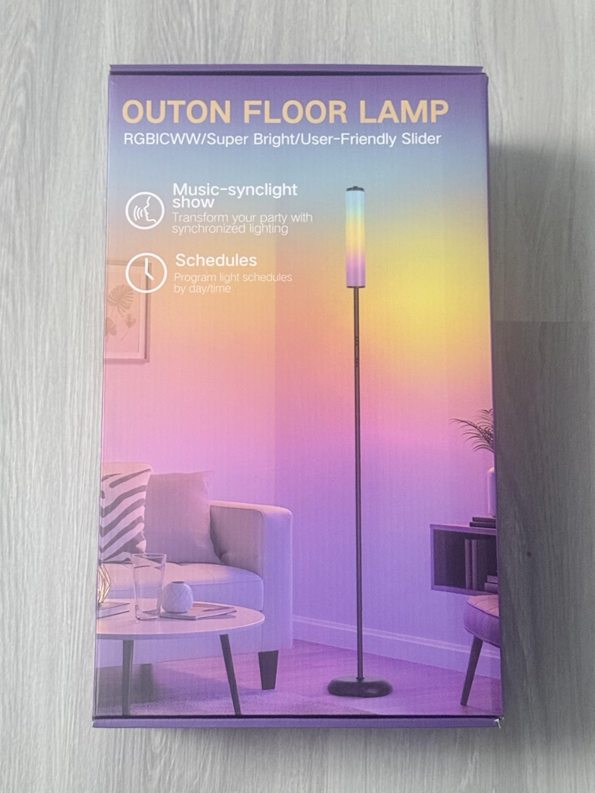 OUTON Bright Smart Floor Lamp with Remote, App & Touch Control, RGB Color Changing Standing Lamp, 2200K-6500K Dimmable, 3 Adjustable Heights, 32 Scenes for Living Room Bedroom Office Black customer photo 2