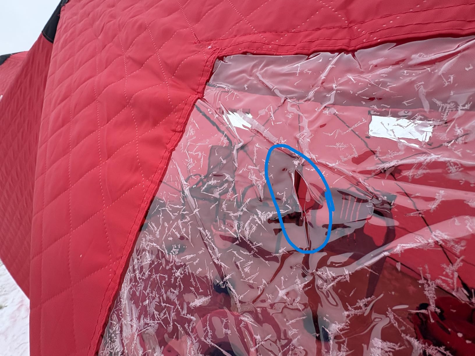Garvee Pop Up Ice Fishing Tent Insulated Ice Fishing Shelter Portable Hub-Style Shelter Shanty Windproof and Warm, Multiple Sizes for 3-4 Person, Blue, 6x6x6.6 Ft customer photo 1