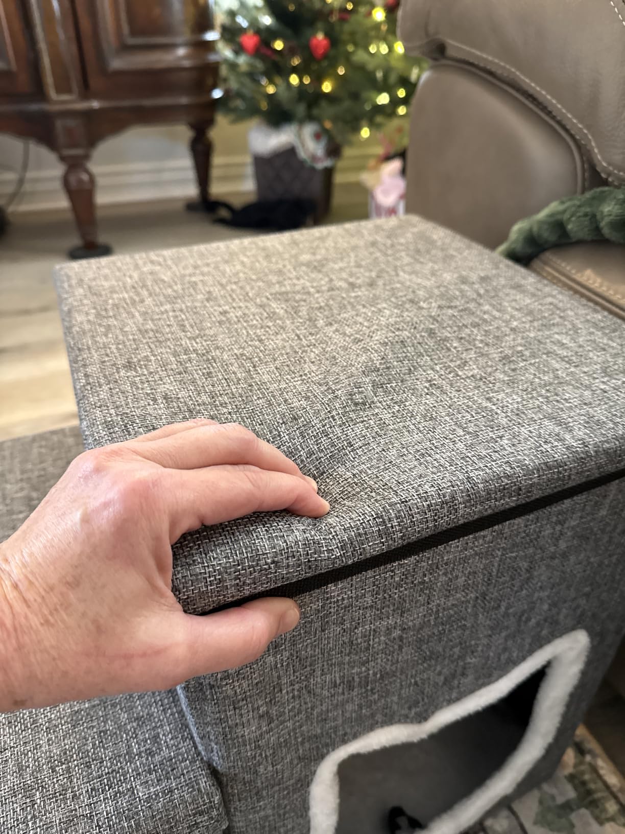 Pet Stairs with Storage and Condo, Cat Stairs for Old Cats, Grey customer photo 2