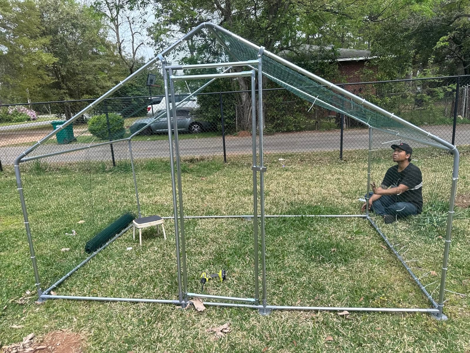 Metal Chicken Coop 7x6.6x6ft Walk-in Poultry Cage for 5-10 Chickens Chicken Run Hen Rabbit Duck House with Waterproof Cover for Outdoor Farm Use customer photo 2