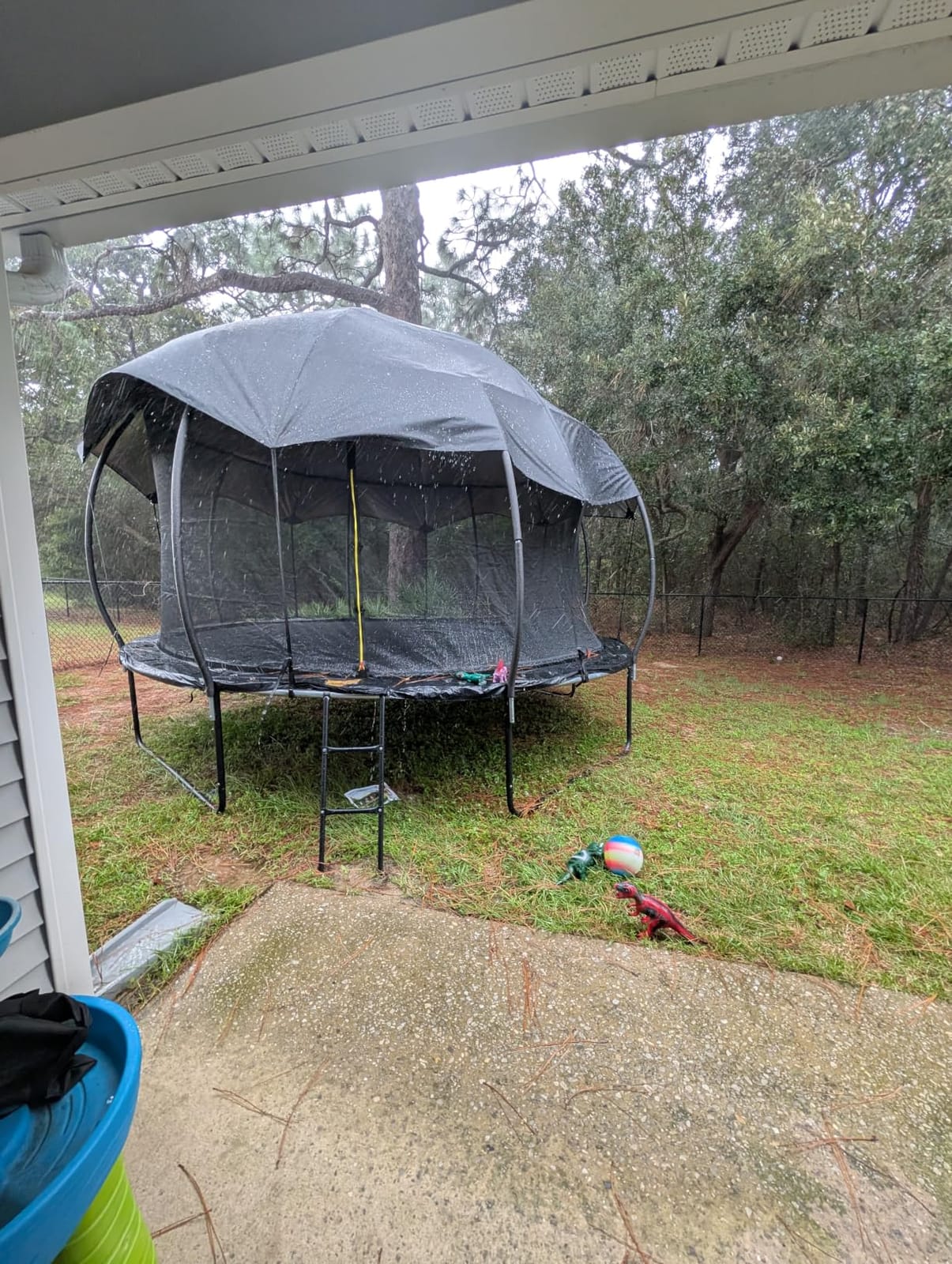 Trampoline Cover 12FT Waterproof Heavy Duty – All-Weather Outdoor Dome Tent with Clear PVC Skylight, Support Poles, Fits Round Trampolines as Trampoline Tent Cover customer photo 2