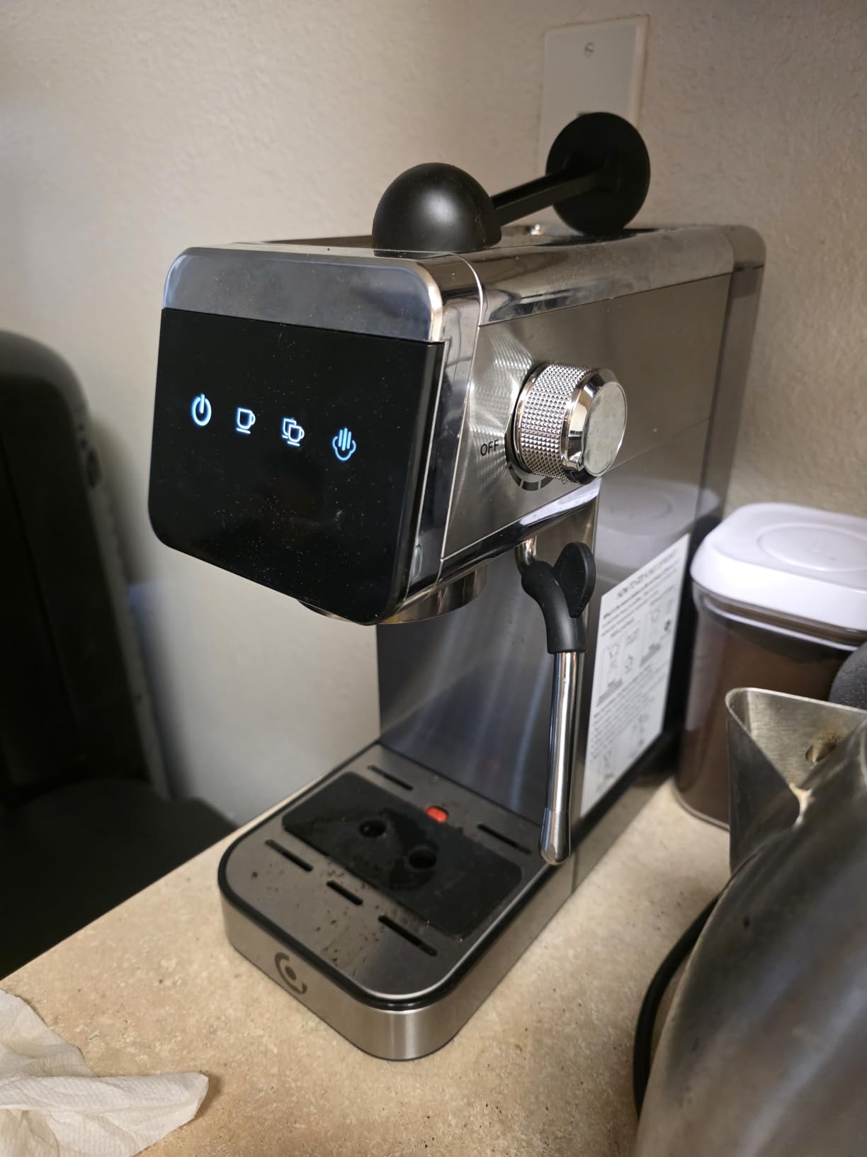 AMZCHEF Espresso Machine with Self-Cleaning, 20Bar Coffee Maker, Platinum customer photo 1