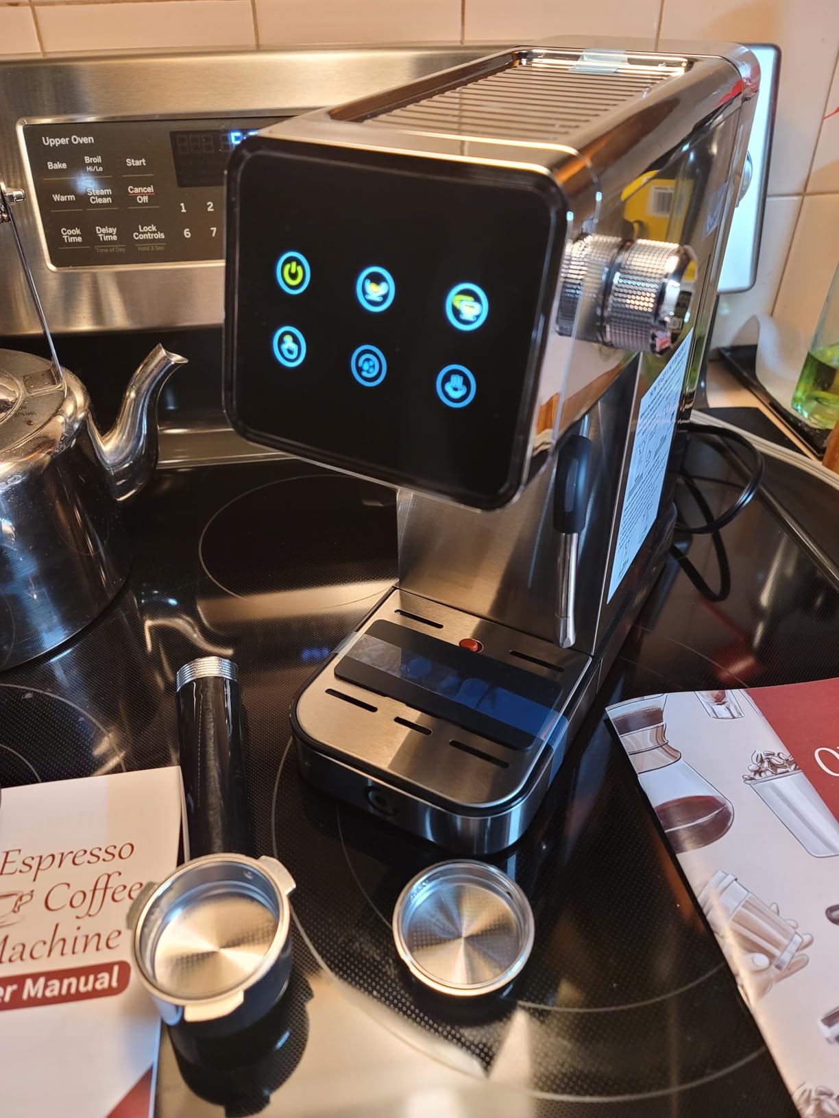 AMZCHEF Espresso Machine with Self-Cleaning, 20Bar Coffee Maker, Platinum customer photo 2