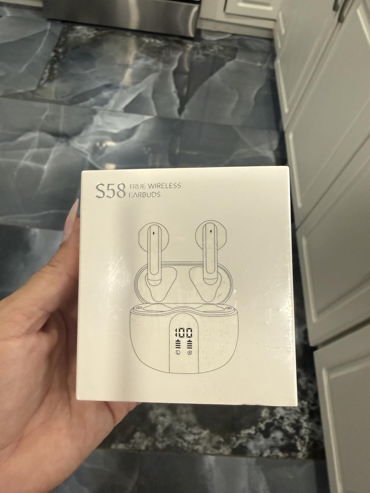 XIAOWTEK Wireless Earbuds, 2026 Bluetooth 5.4 Headphones Bass Stereo Ear Buds with Noise Cancelling Mic, LED Display in Ear Earphones 50H Playtime Ear Buds, IP7 Waterproof for Laptop Pad Phones White customer photo 2